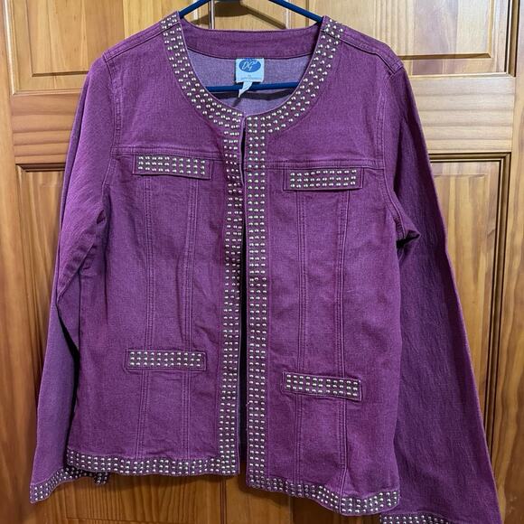 DG2 Jackets & Blazers - Vintage DG2 Purple Denim Studded Jacket with unique closures Size Medium